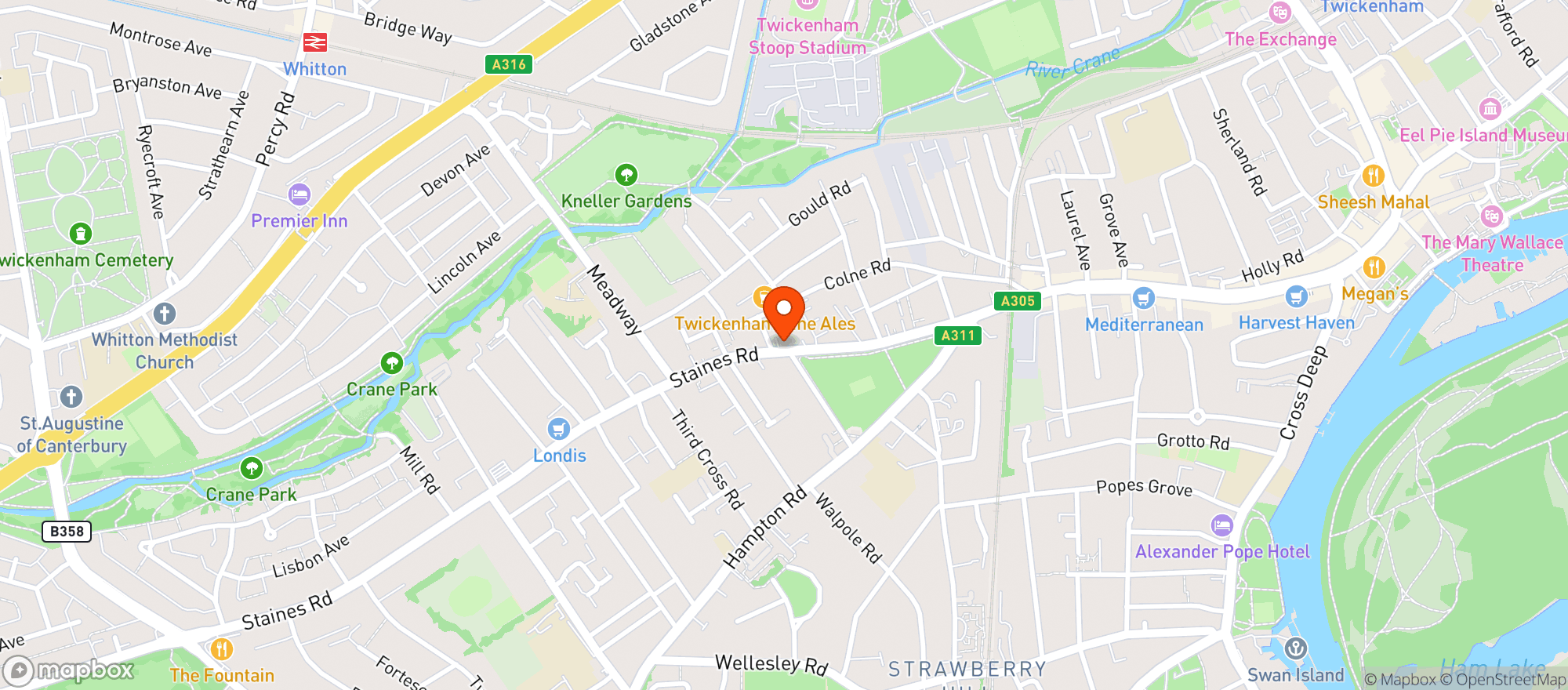 Map showing The Prince Blucher, Twickenham