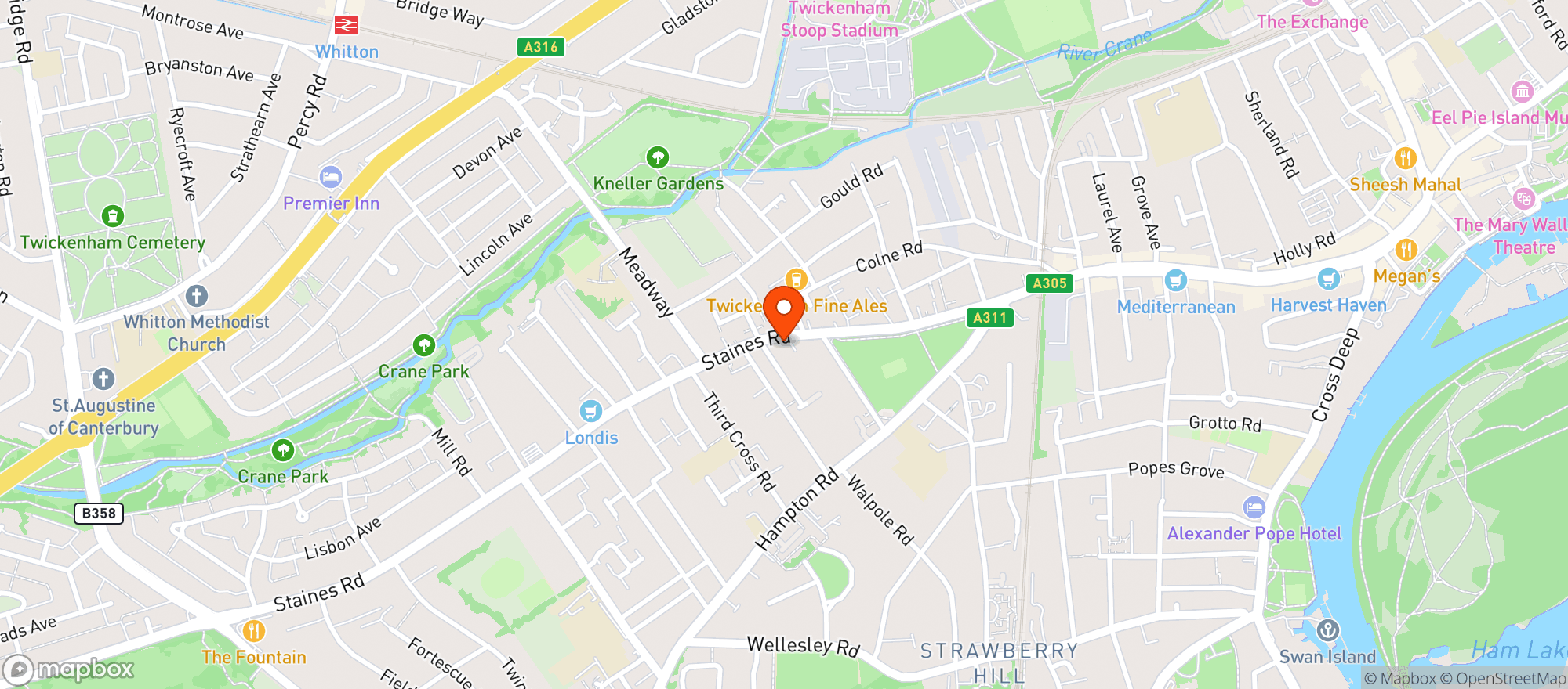 Map showing The Sussex Arms