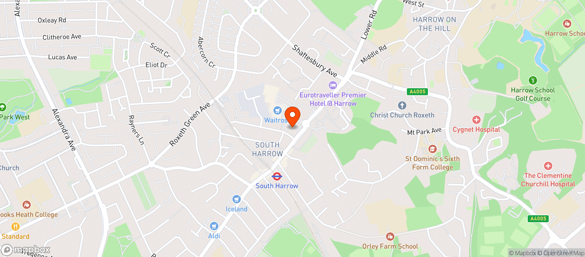 Map showing Waitrose South Harrow