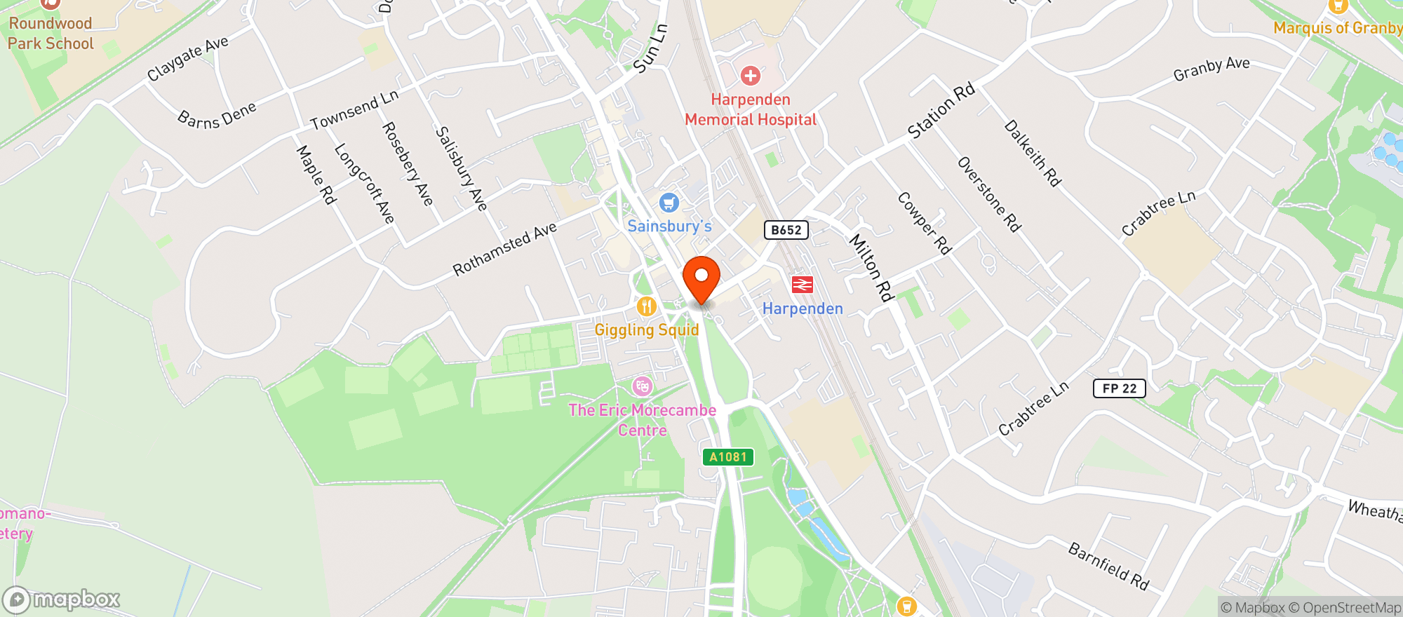 Map showing The Harpenden Arms, Harpenden