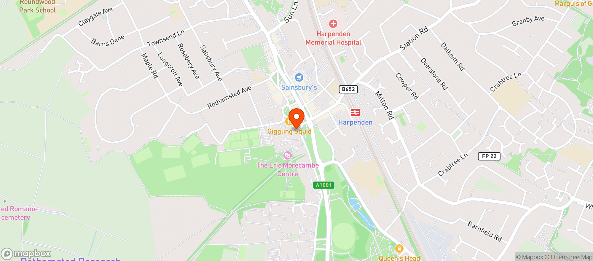 Map showing Lussmans Harpenden