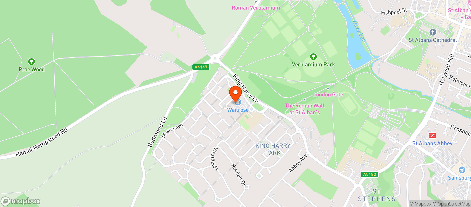 Map showing Waitrose St Albans