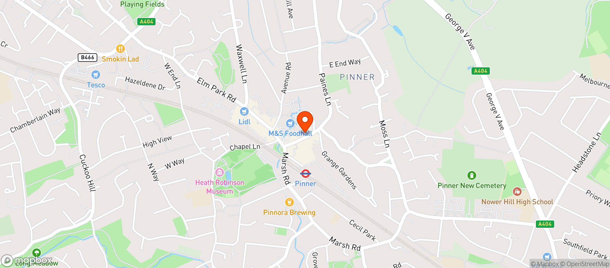 Map showing The Queens Head
