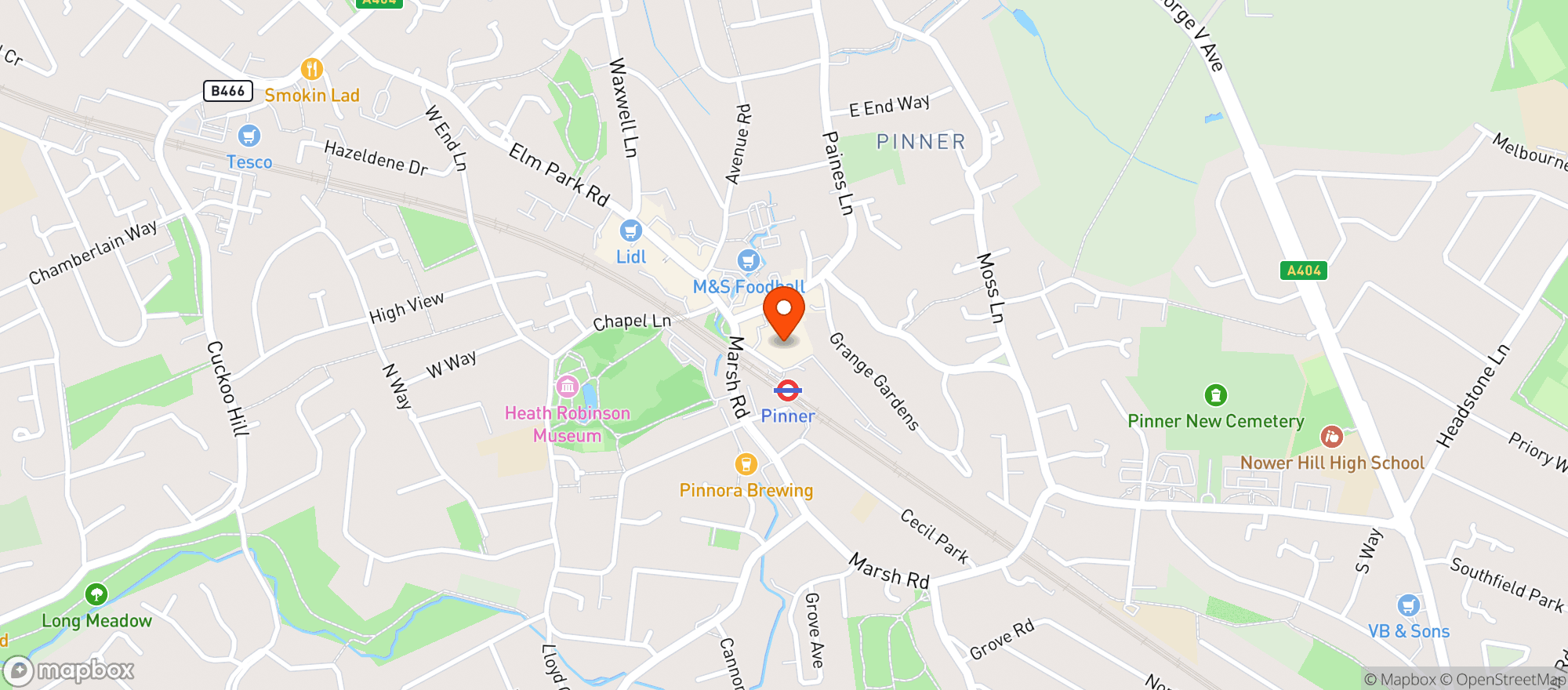 Map showing Sainsburys Pinner