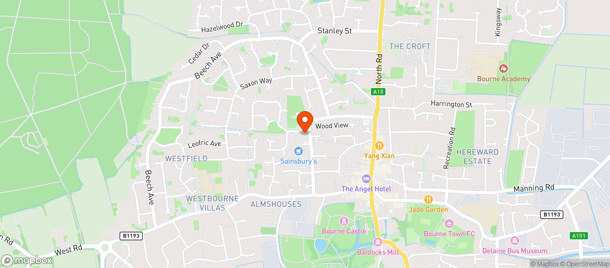 Map showing Sainsburys Bourne