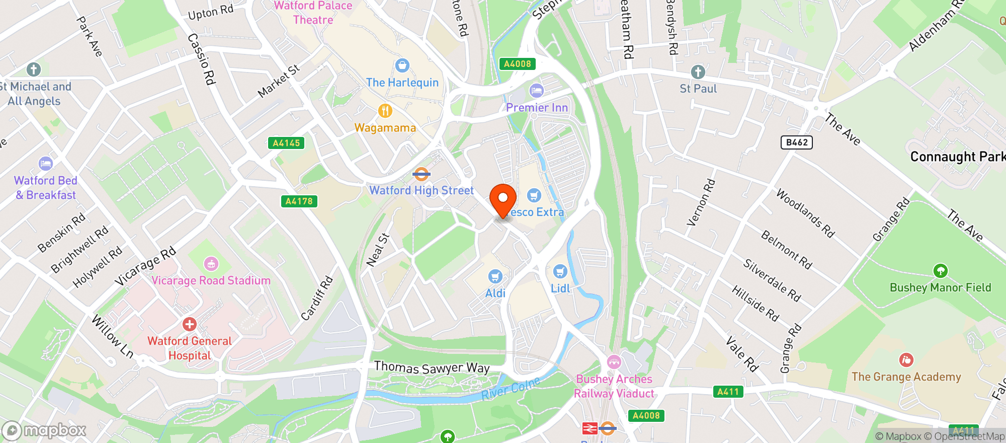 Map showing Tesco