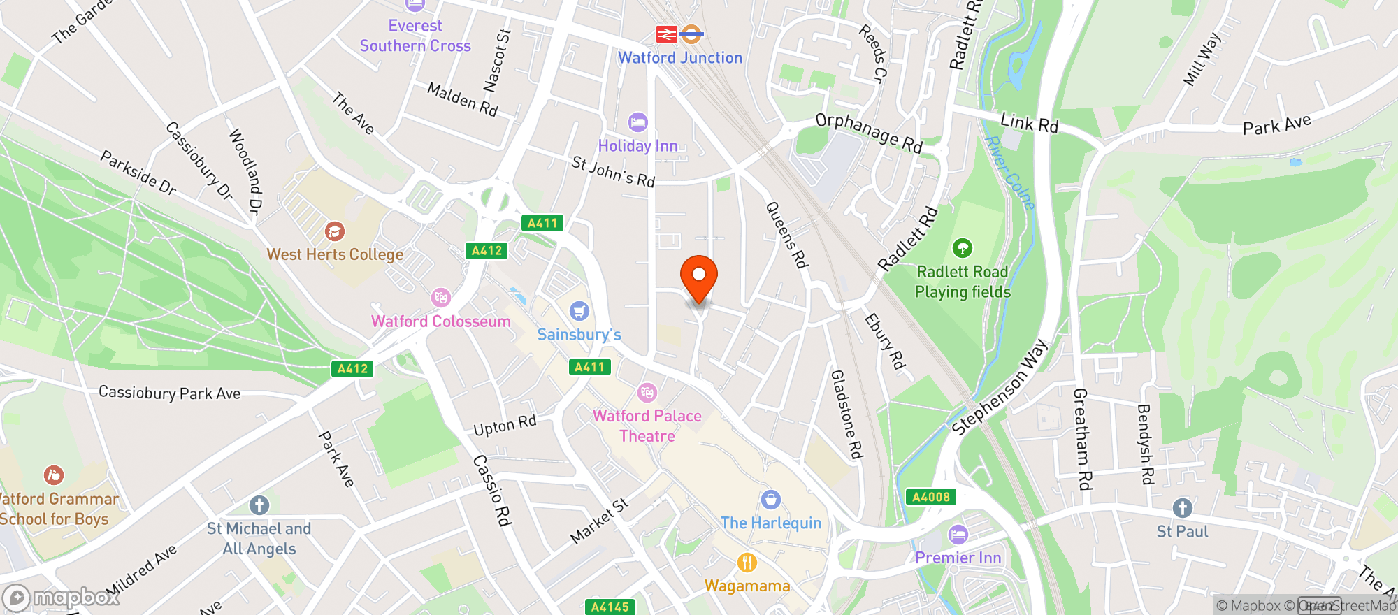 Map showing Estcourt Tavern (watford)