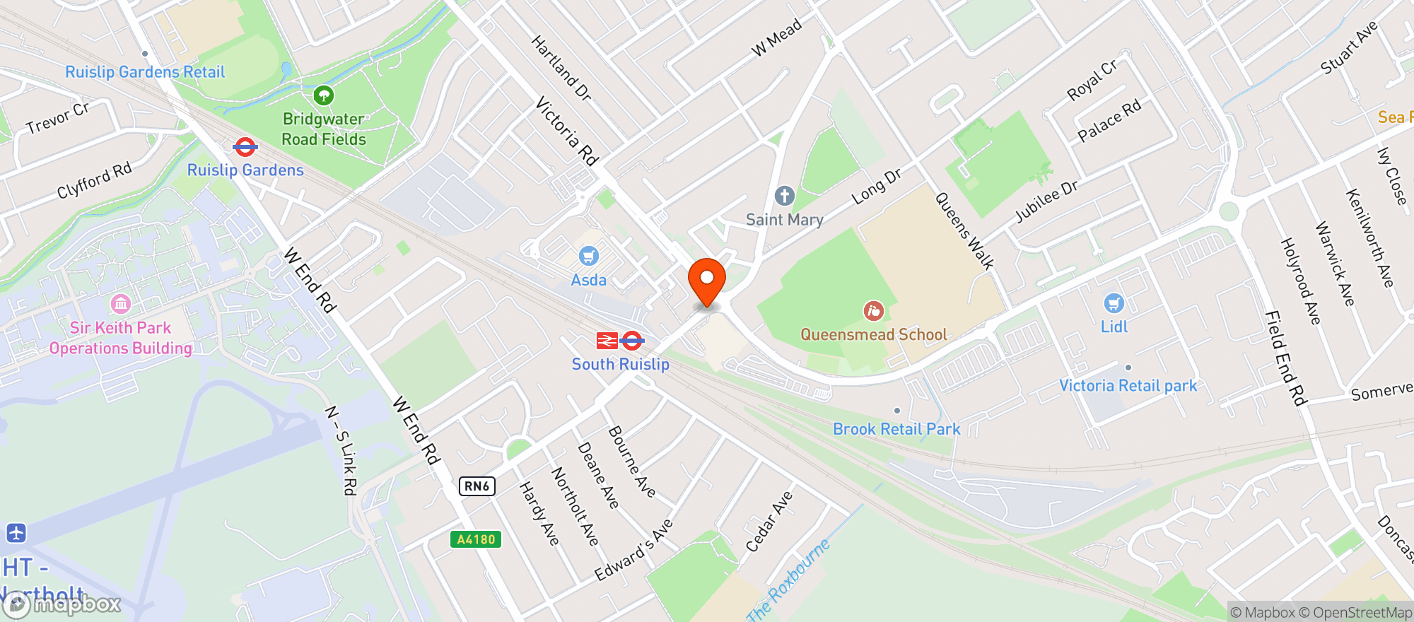 Map showing Sainsburys South Ruislip