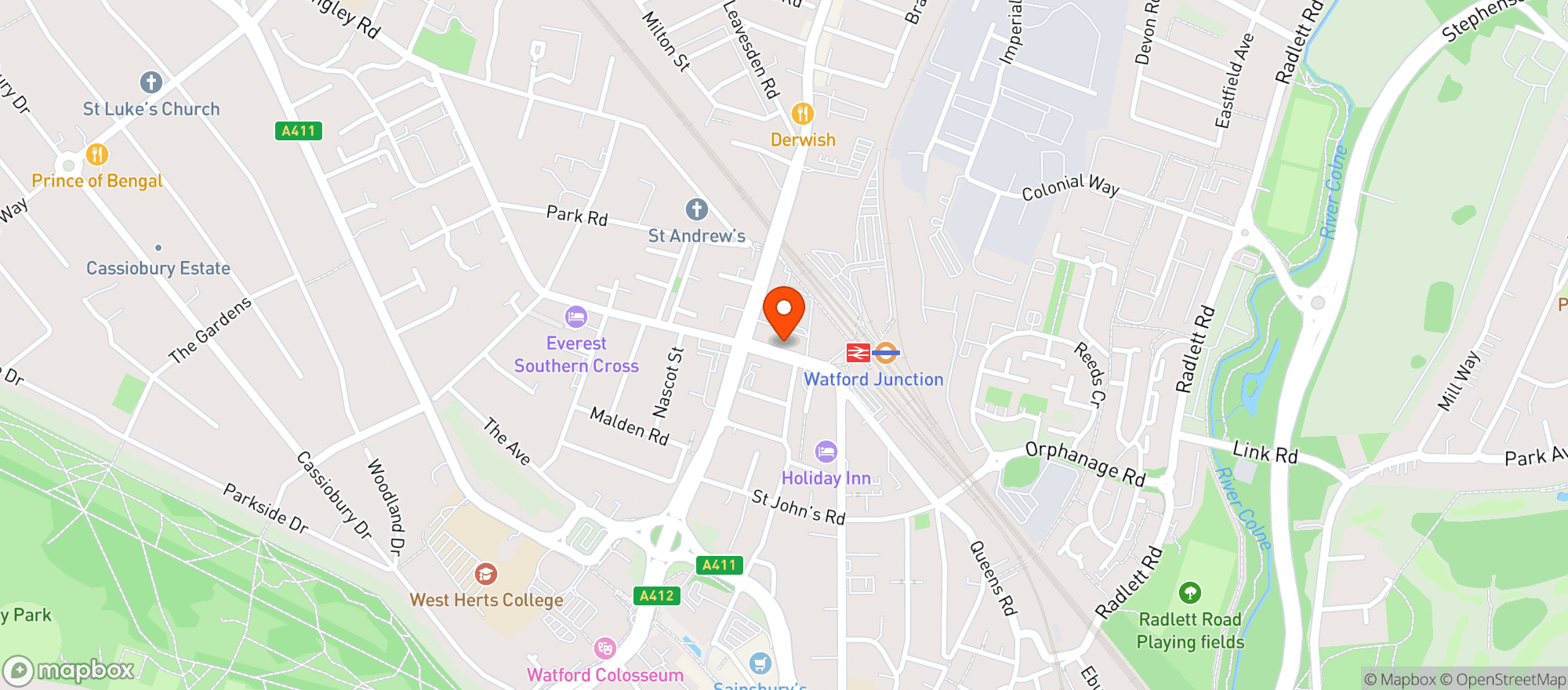 Map showing O'neill's Watford