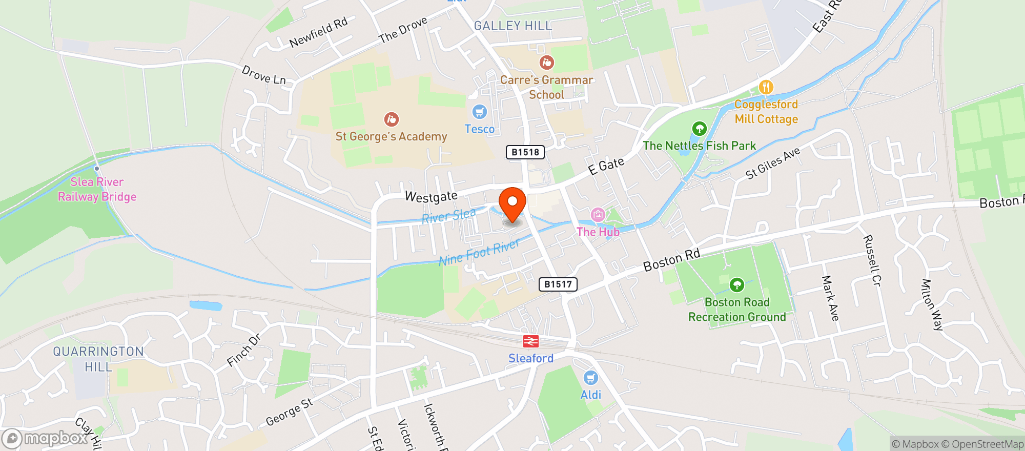Map showing Sainsburys Sleaford