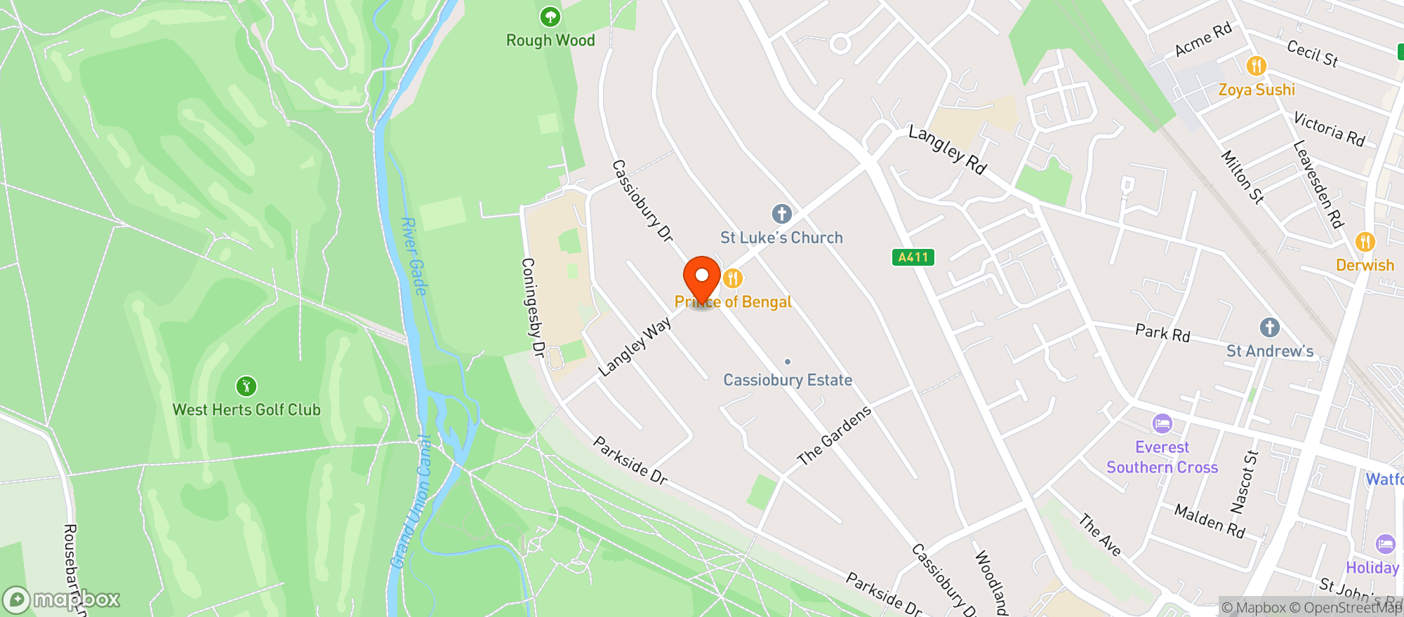 Map showing Essex Arms
