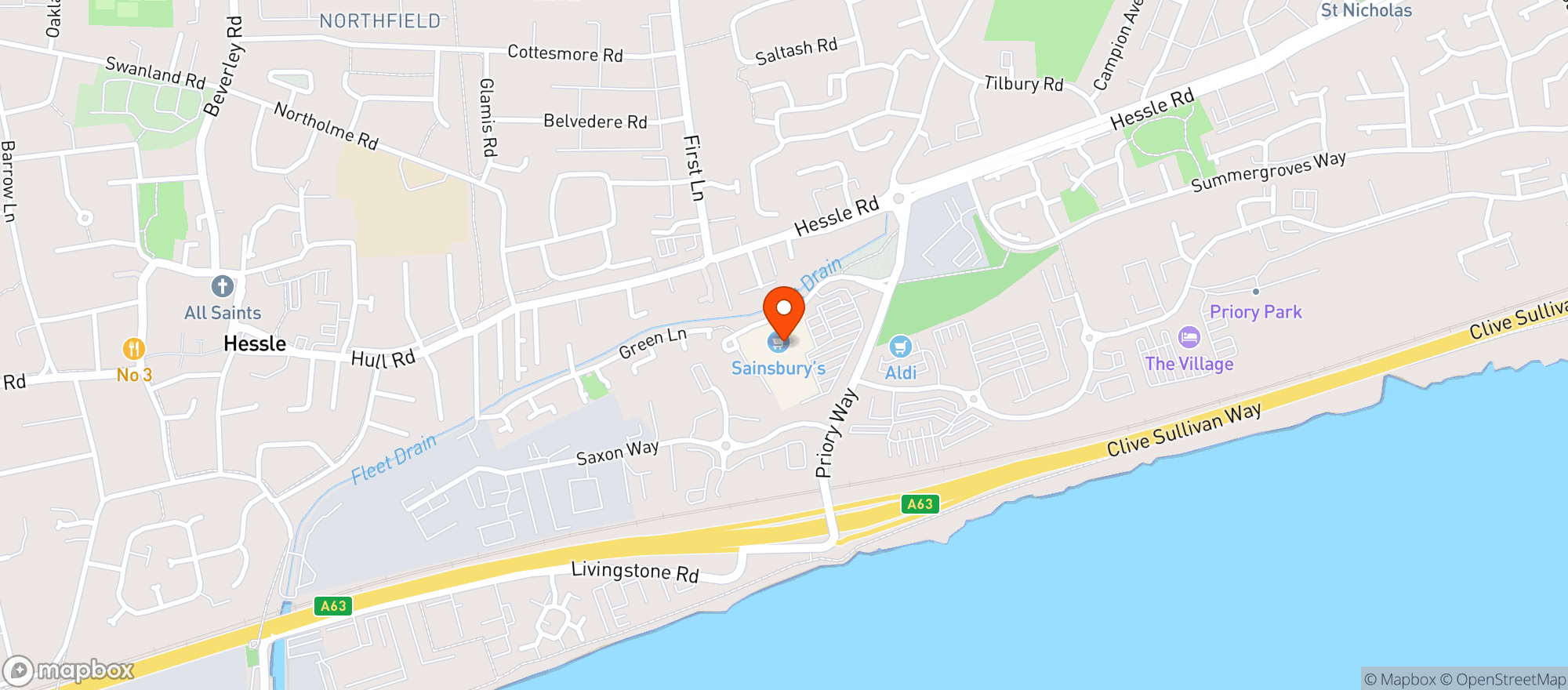 Map showing Sainsburys Hull