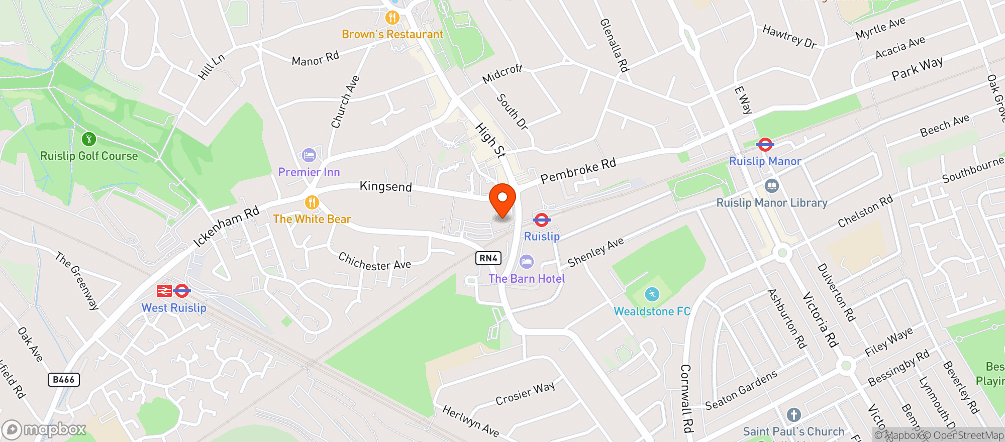 Map showing Waitrose Ruislip