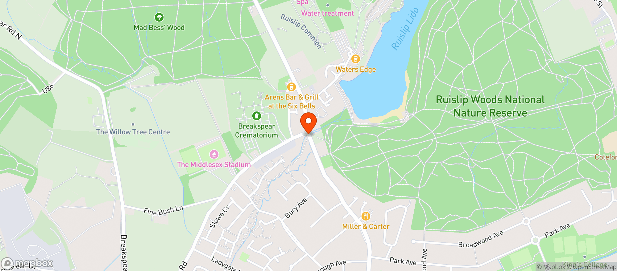 Map showing Majestic Ruislip