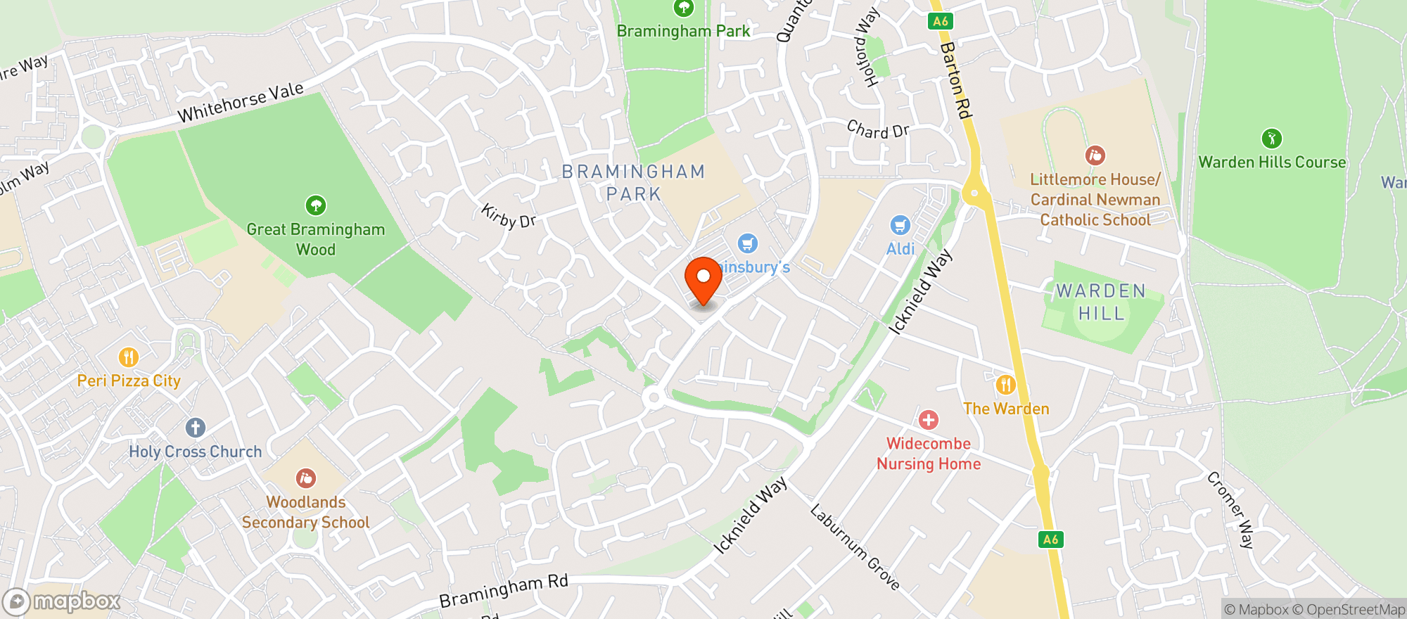 Map showing Sainsburys Bramingham Park