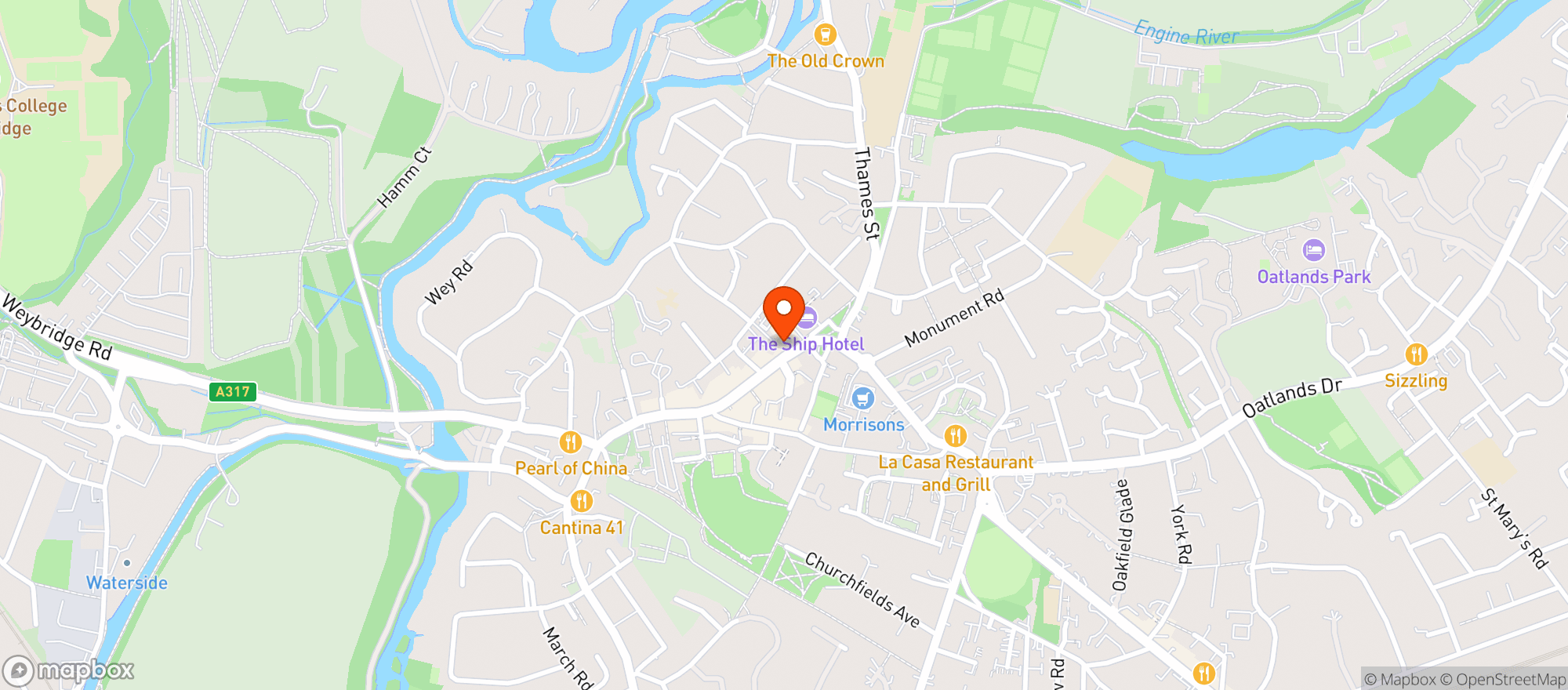 Map showing Waitrose Weybridge