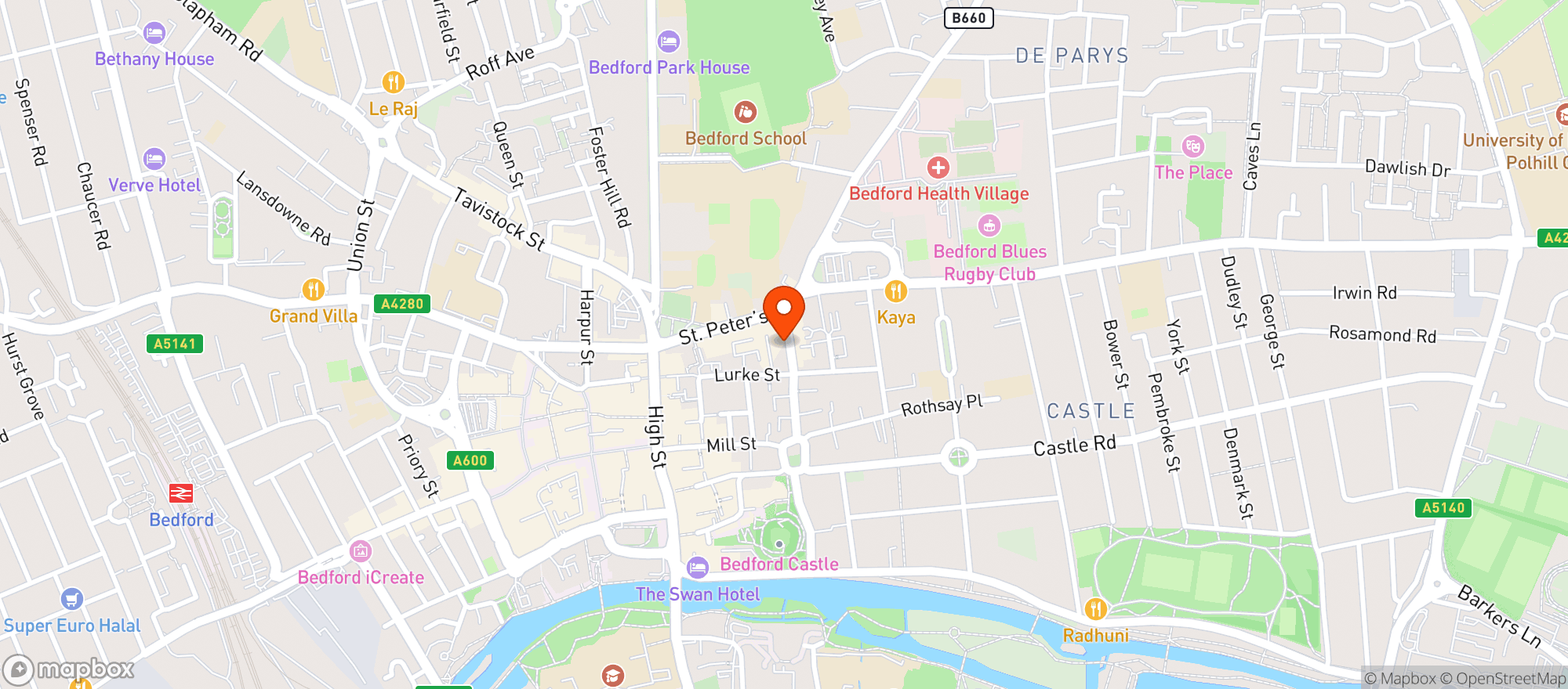 Map showing The Store Bedford Ltd