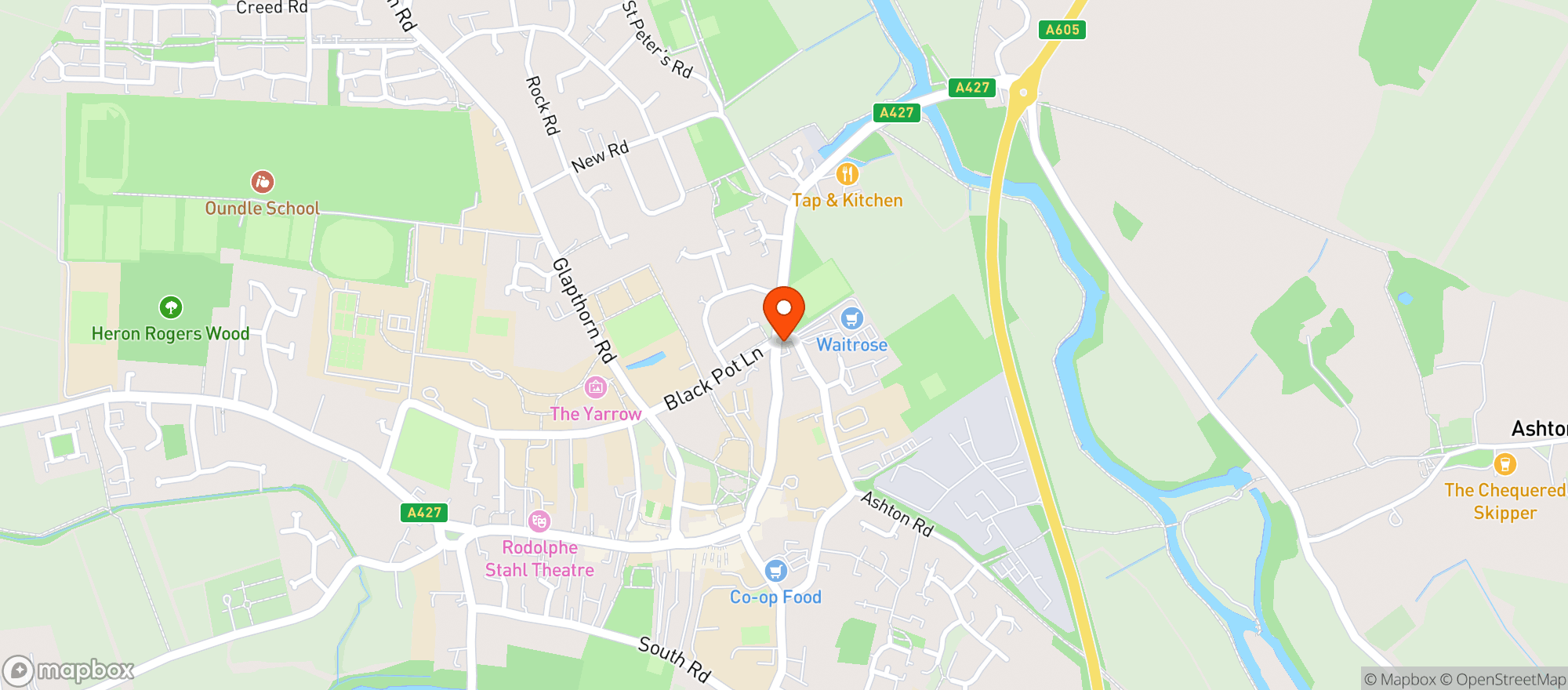 Map showing Waitrose Oundle