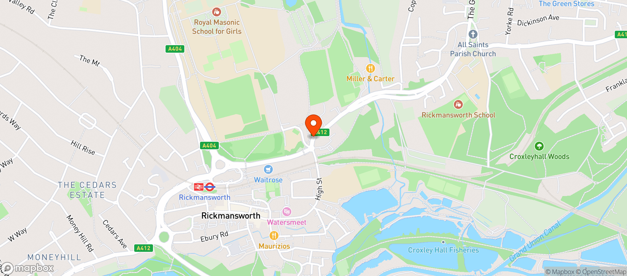 Map showing Miller & Carter - Rickmansworth