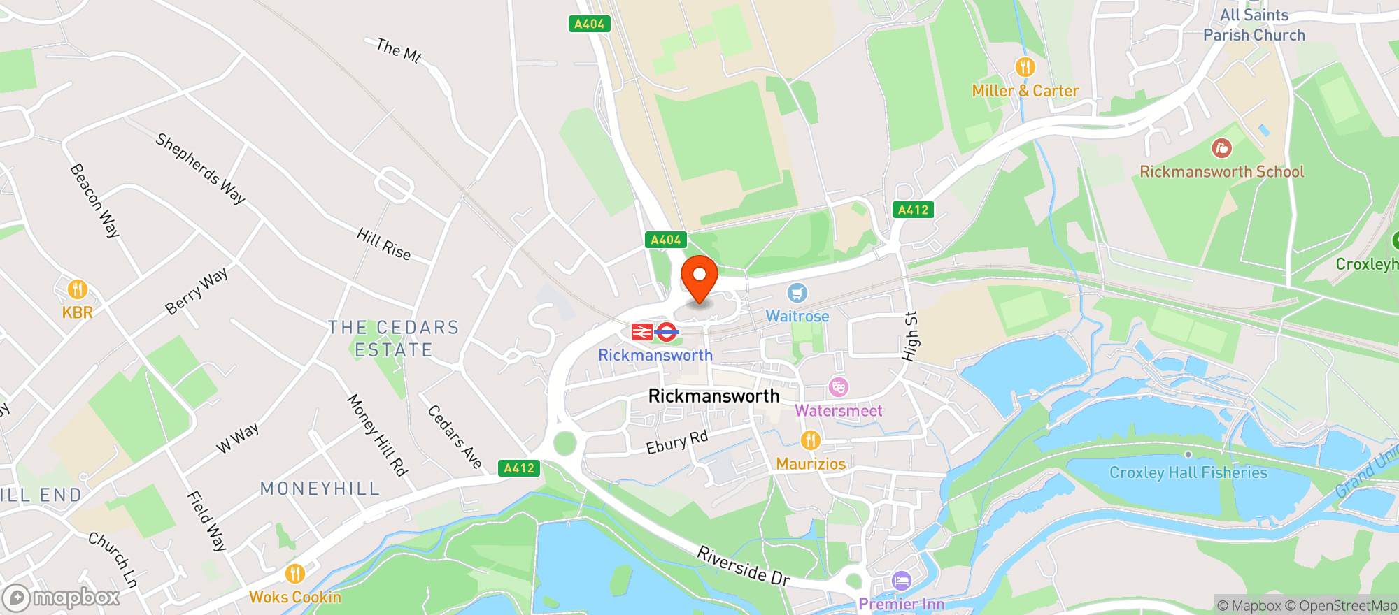 Map showing Waitrose Rickmansworth
