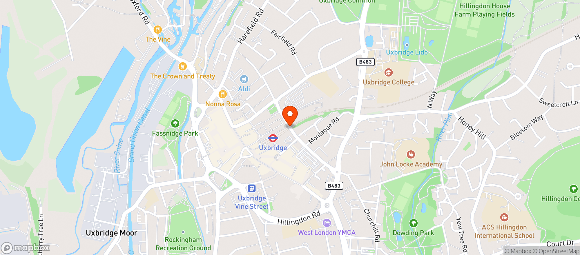 Map showing Sainsburys Uxbridge