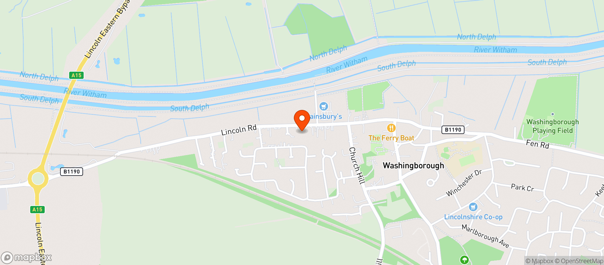Map showing Sainsburys Washingborough