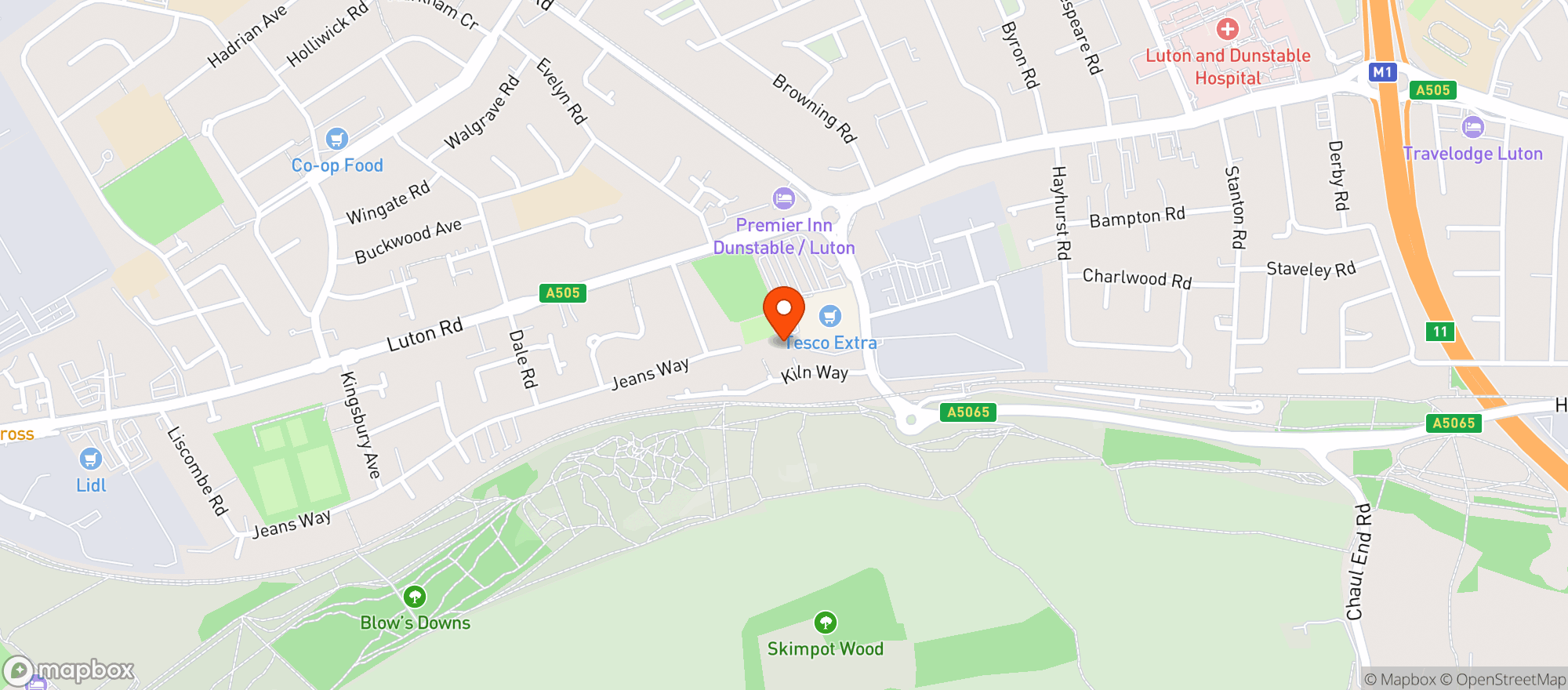 Map showing Tesco