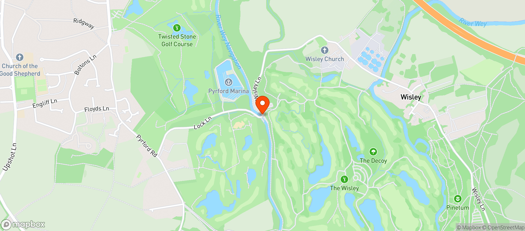 Map showing RHS Garden - Wisley