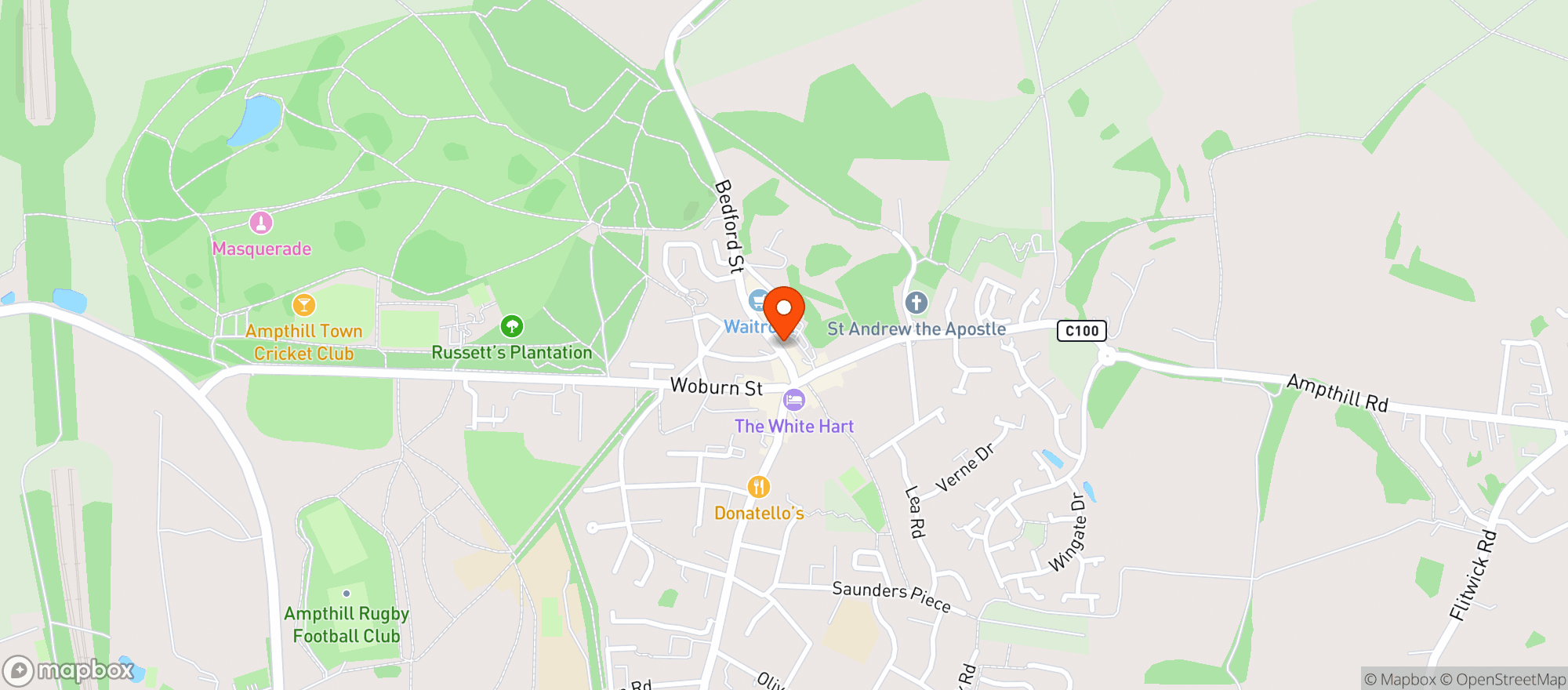 Map showing Waitrose Ampthill