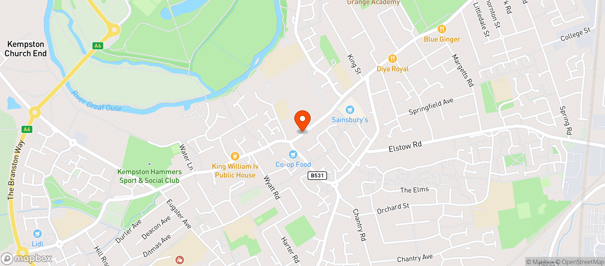 Map showing Sainsburys Kempston