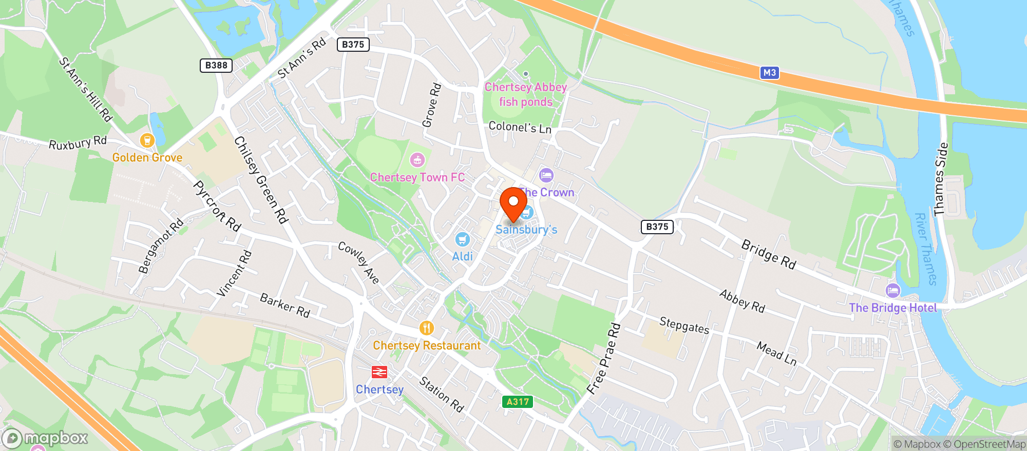 Map showing Sainsburys Chertsey