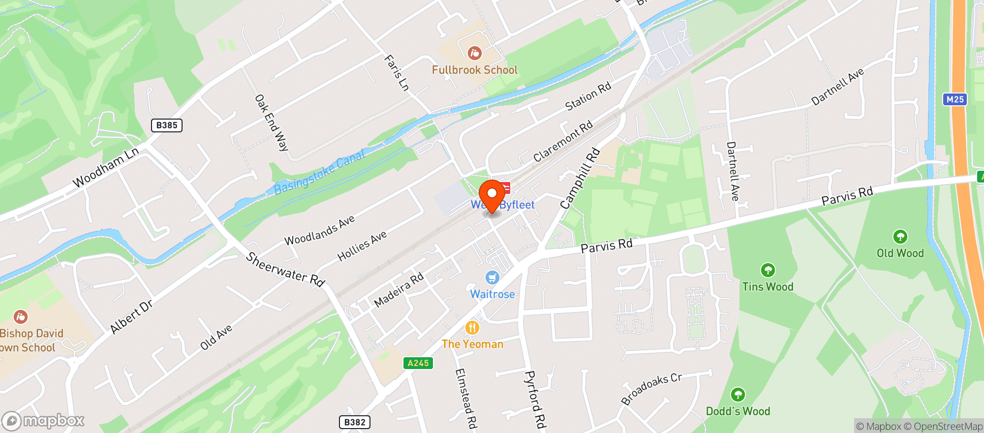 Map showing Waitrose West Byfleet