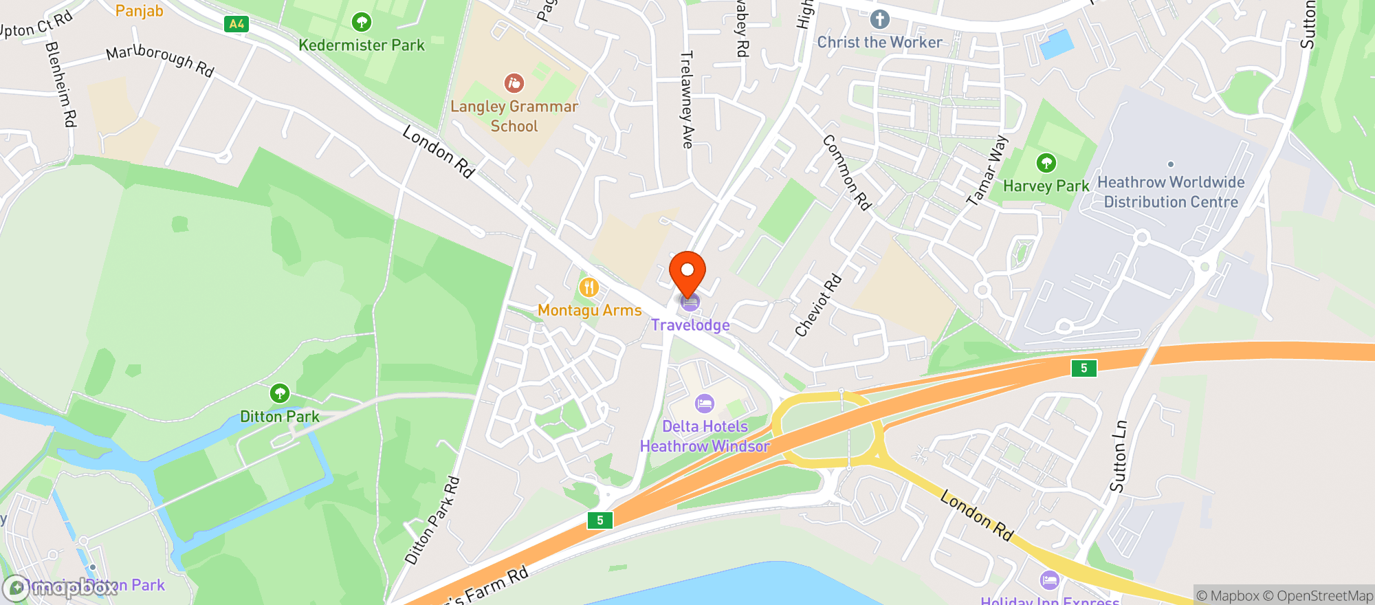 Map showing Toby Carvery - Langley