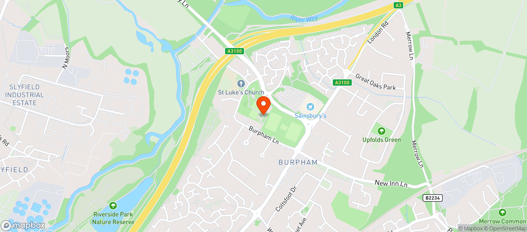 Map showing Sainsburys Burpham