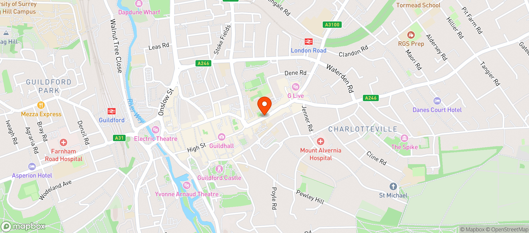 Map showing Sainsburys Guildford
