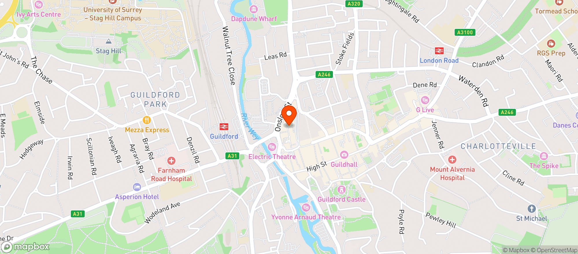 Map showing Waitrose Guildford