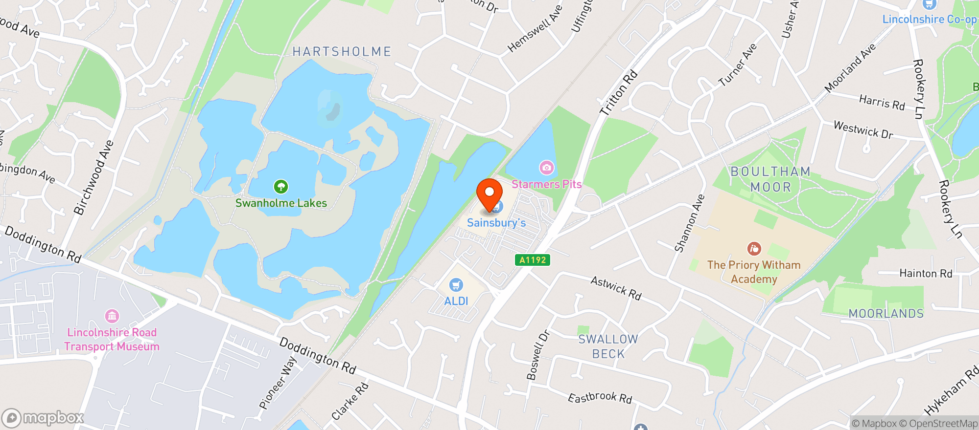 Map showing Sainsbury's Lincoln
