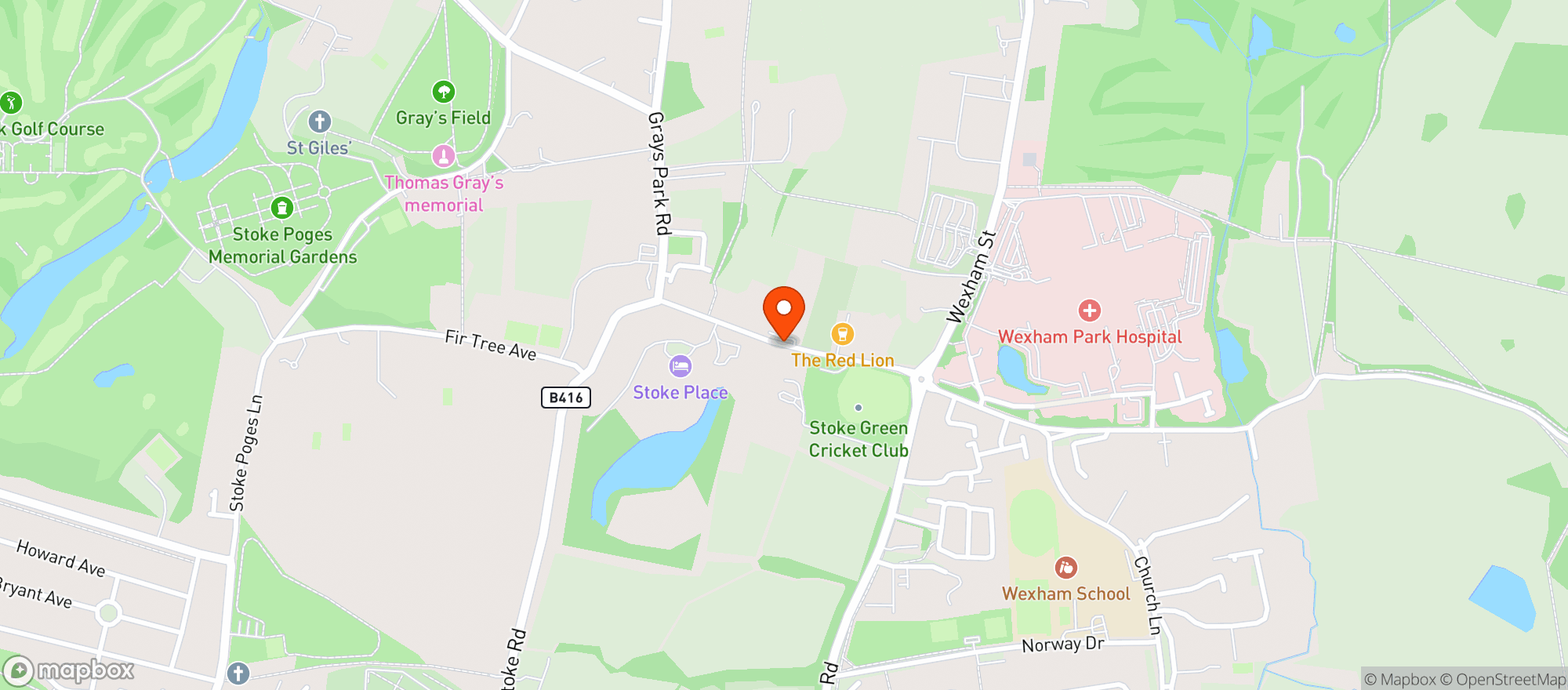 Map showing Red Lion Stoke Green