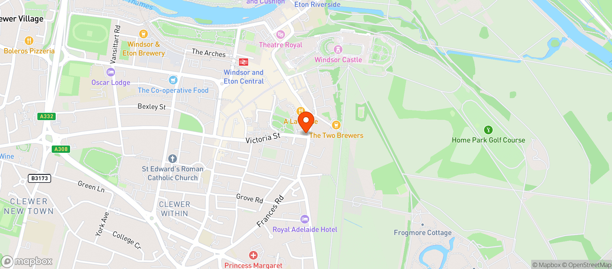 Map showing The Corner Ale & Cider House Pub - Windsor