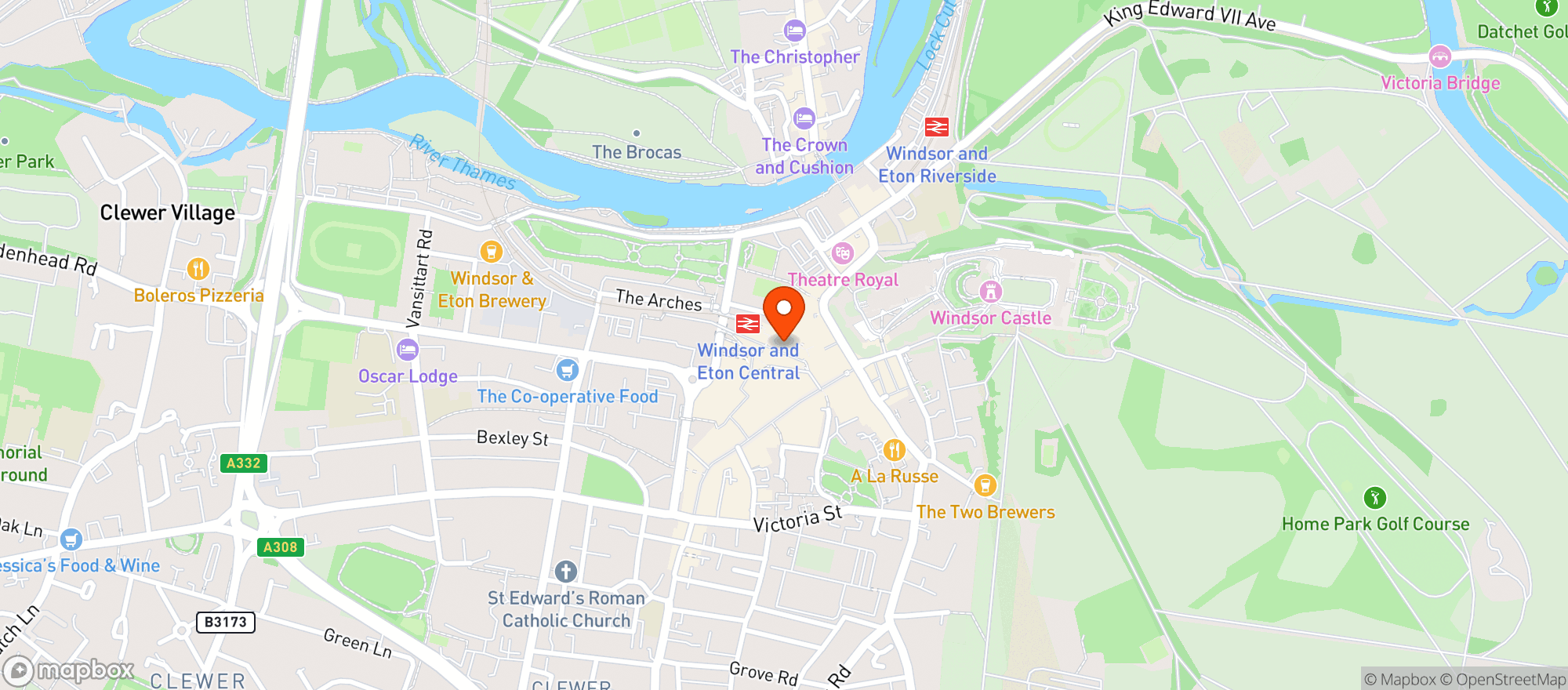 Map showing All Bar One Windsor