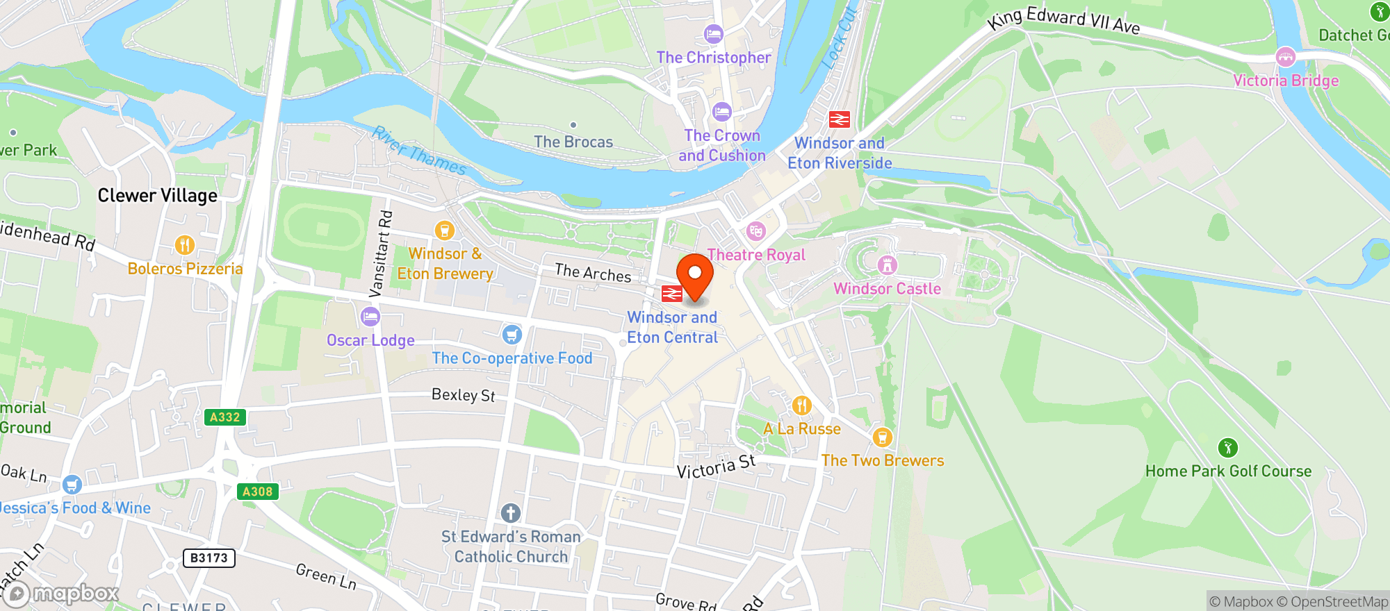 Map showing Bill's Windsor Restaurant
