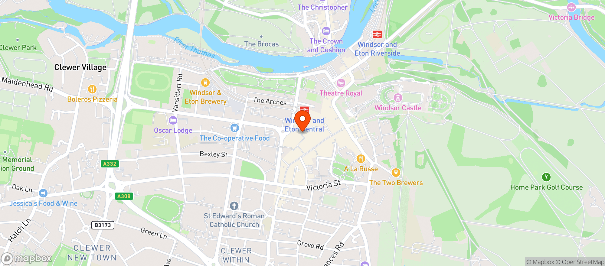 Map showing Waitrose Windsor New