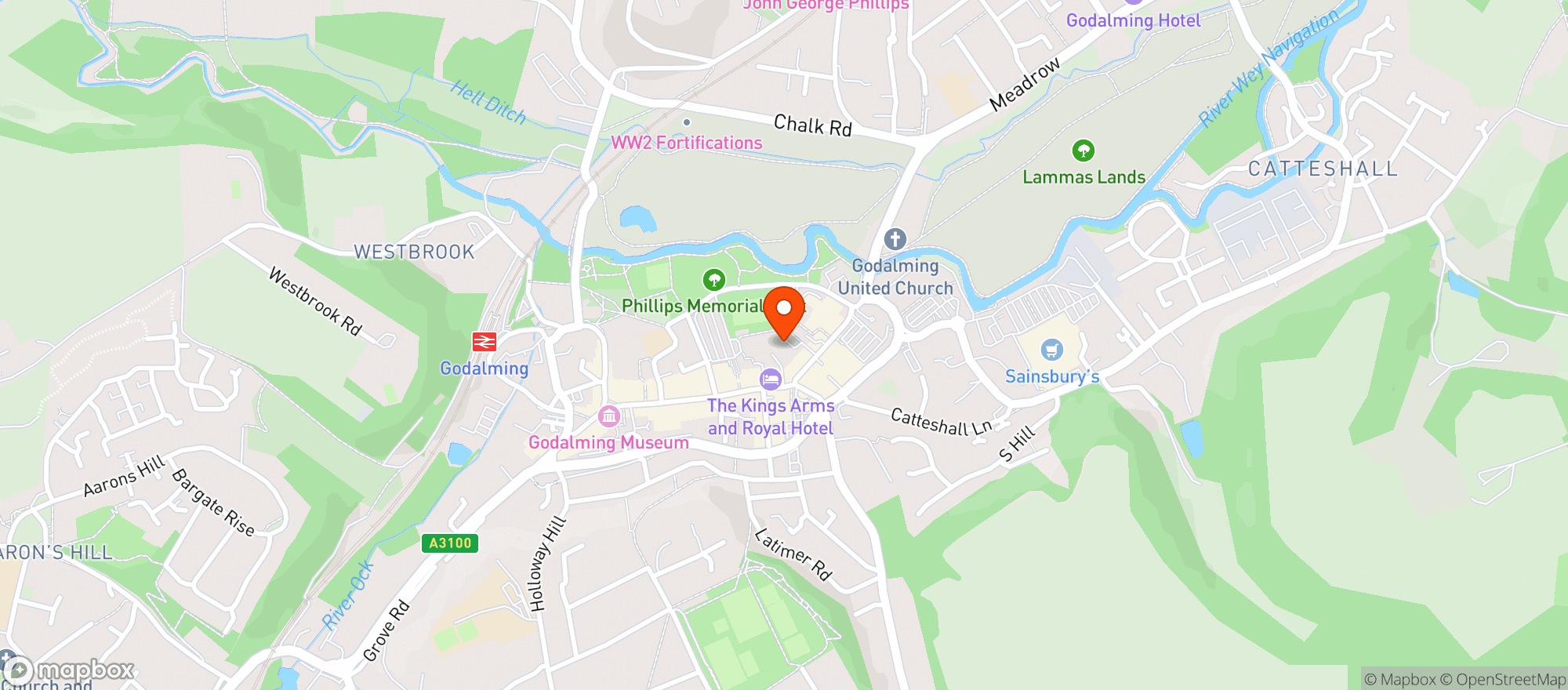Map showing Waitrose Godalming