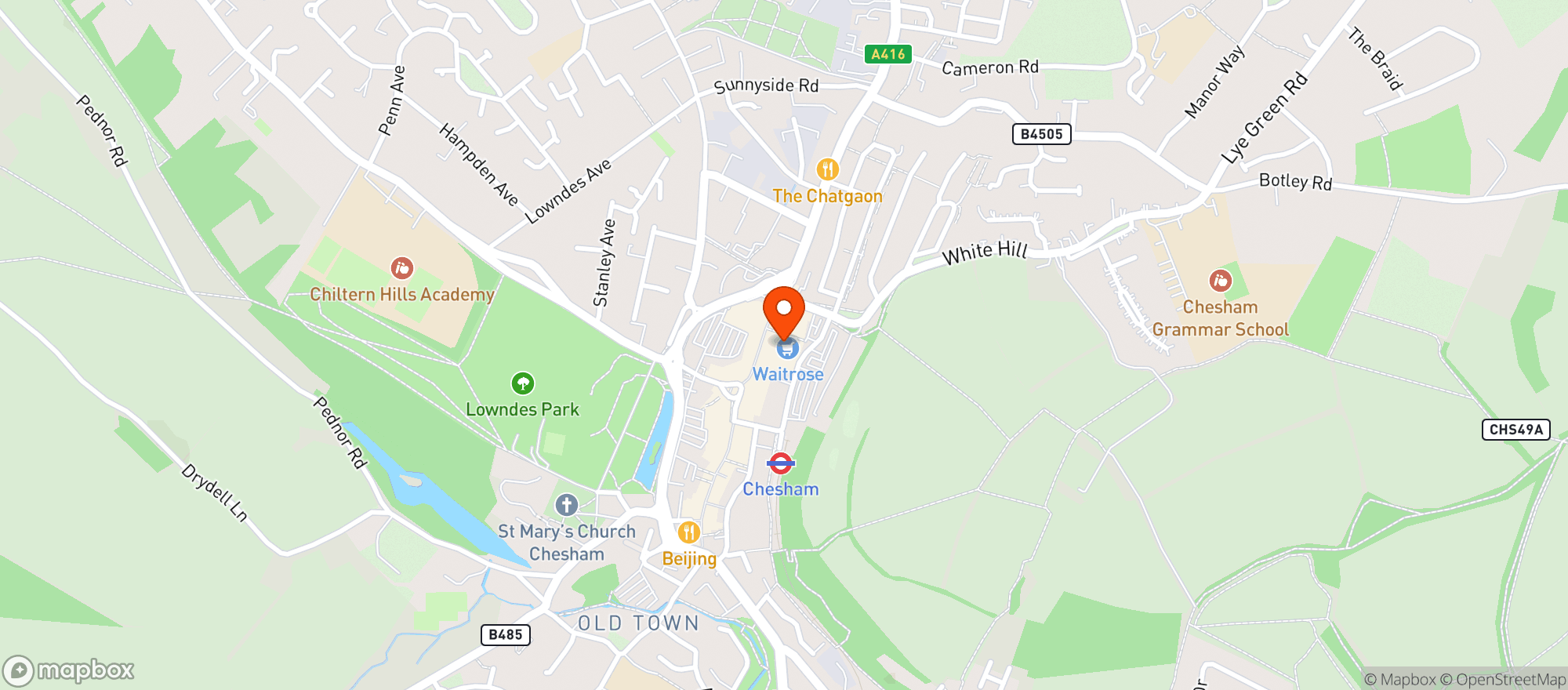 Map showing Waitrose Chesham