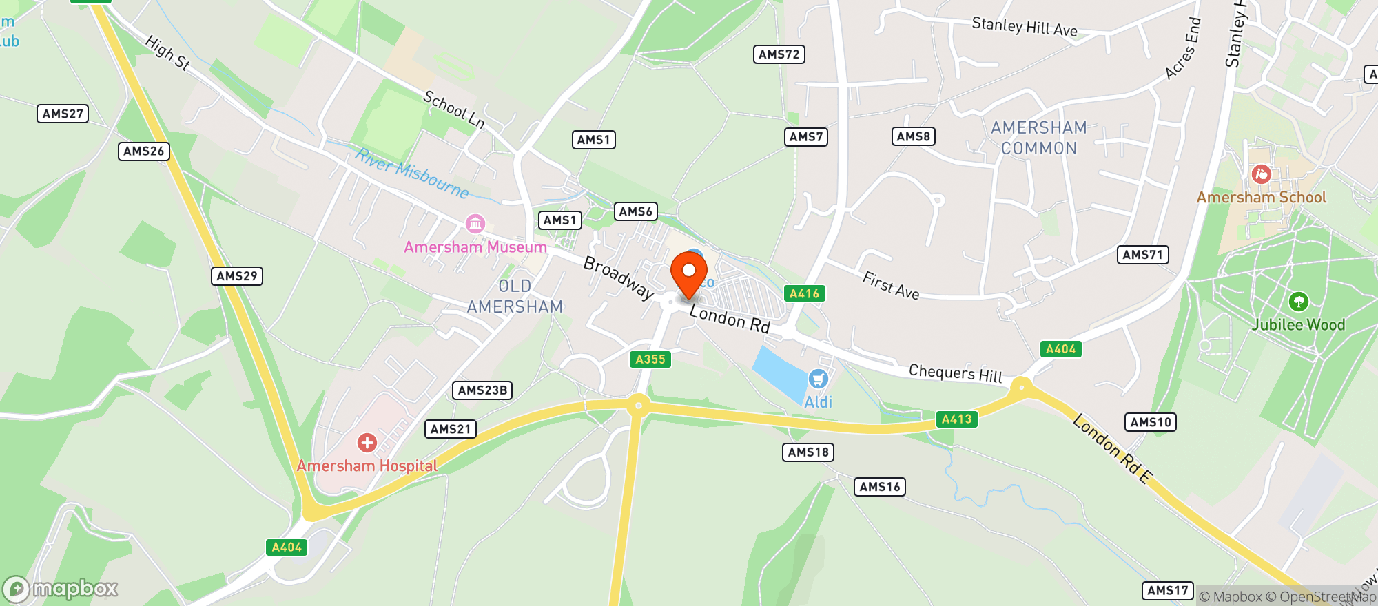 Map showing Tesco Superstore Amersham