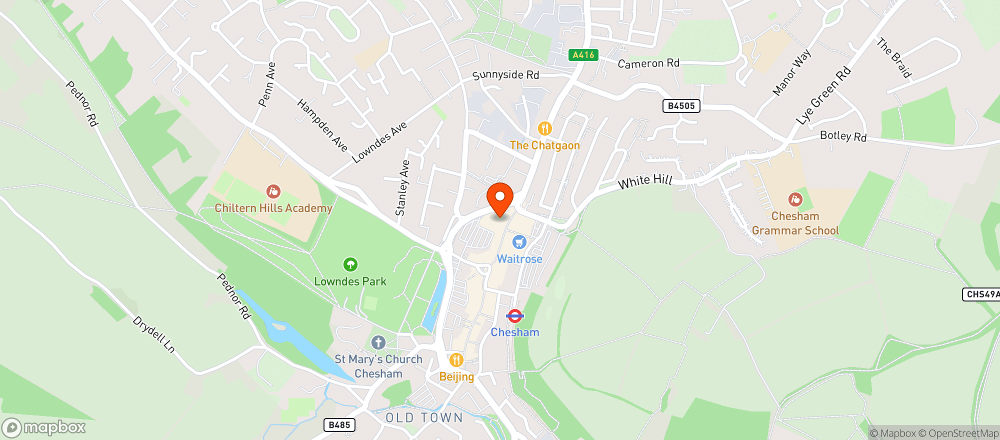 Map showing Sainsburys Chesham
