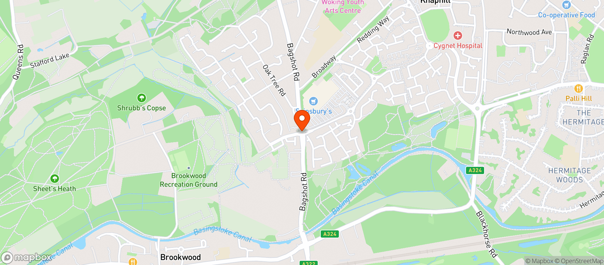 Map showing Nags Head Inn Woking