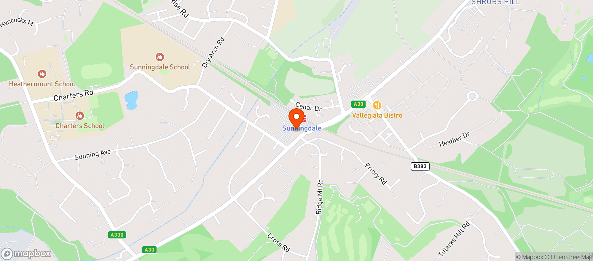 Map showing Waitrose Sunningdale