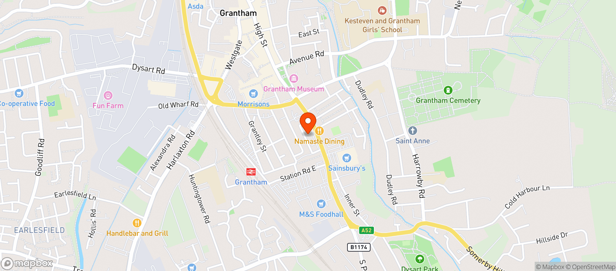 Map showing Majestic Grantham