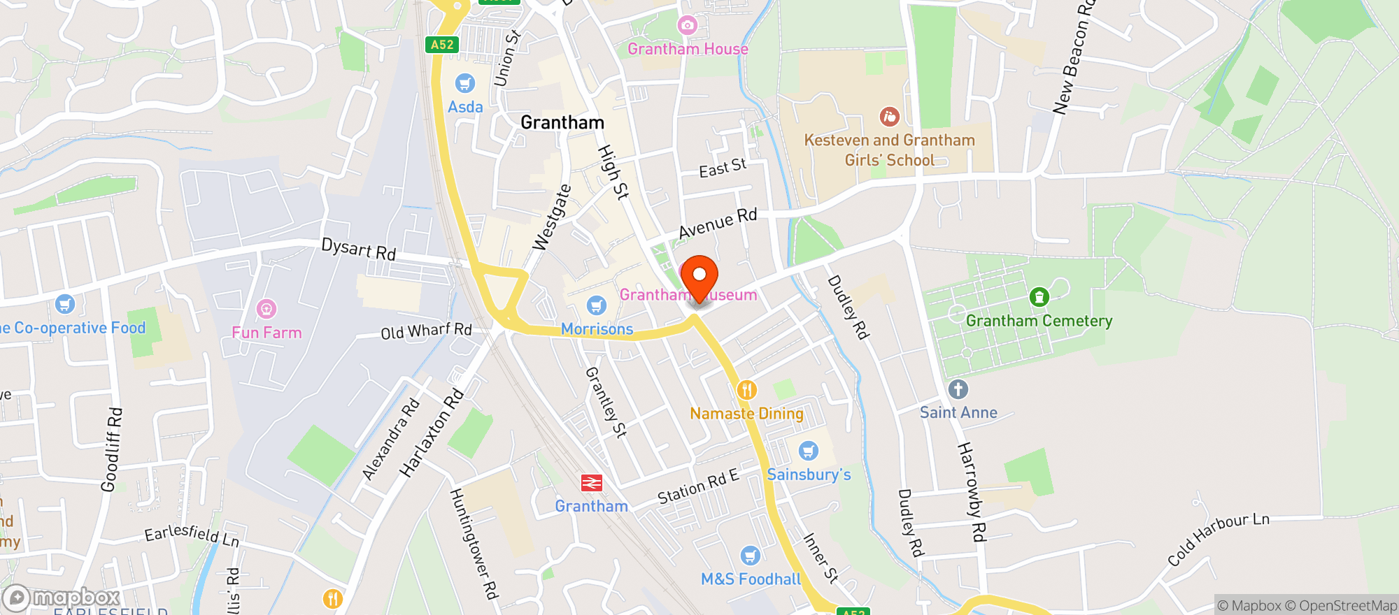 Map showing The Tollemache Inn (wetherspoon)